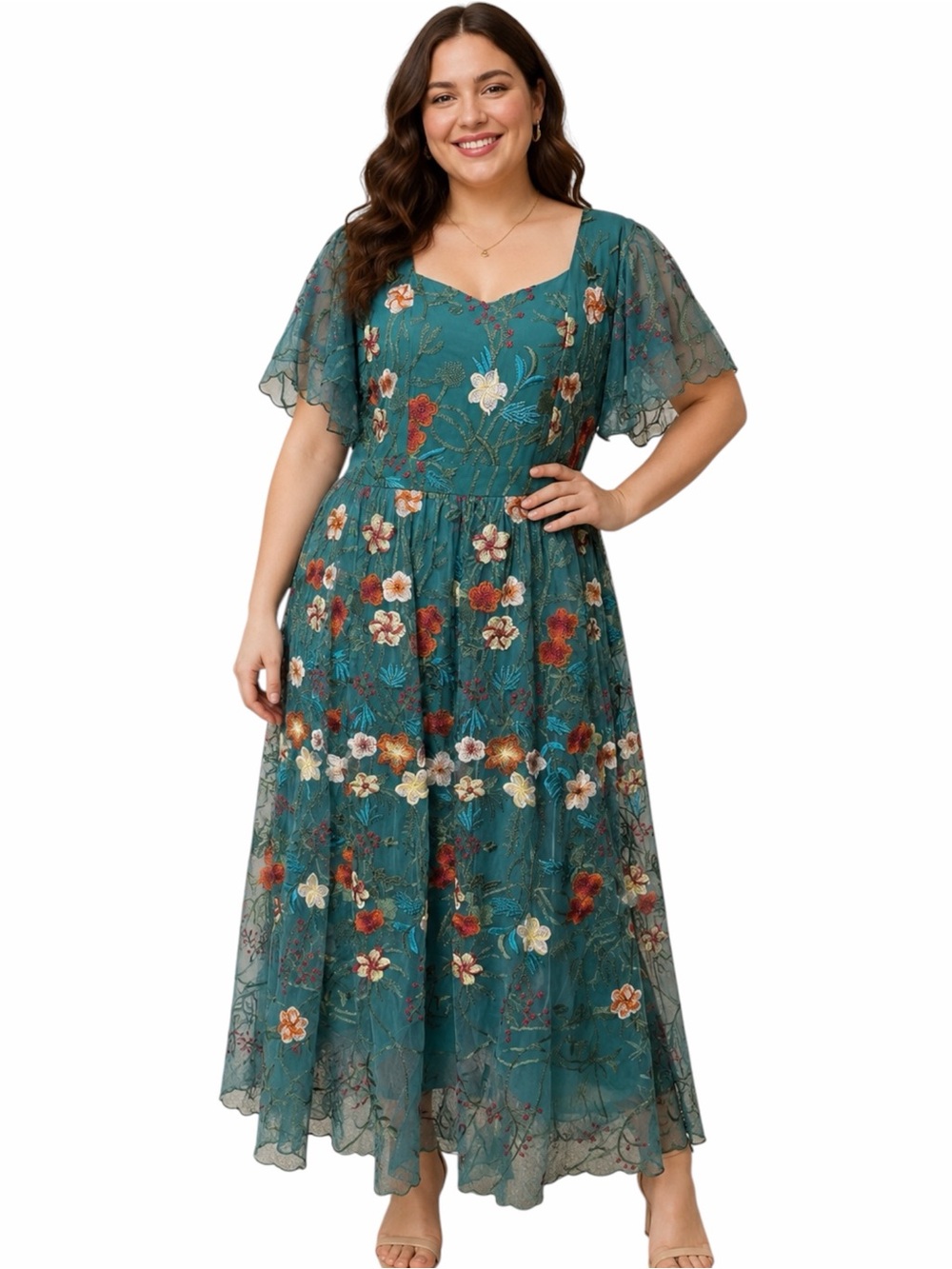 Ivy City Co. Flora Maxi Dress in Jade - Size XL